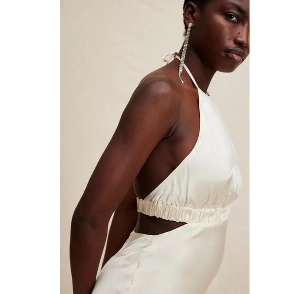 New Free People x Shona Joy Milo Ruched Halter Midi Dress $320 SIZE 4 Ivory - Picture 5 of 7